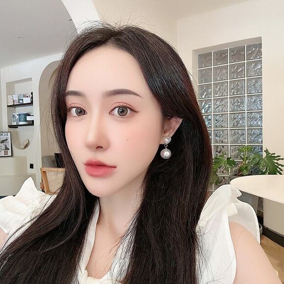 White Faux Pearl Oval Heart Dangly Earrings Boho Elegant Chic Event - Picture 7 of 8